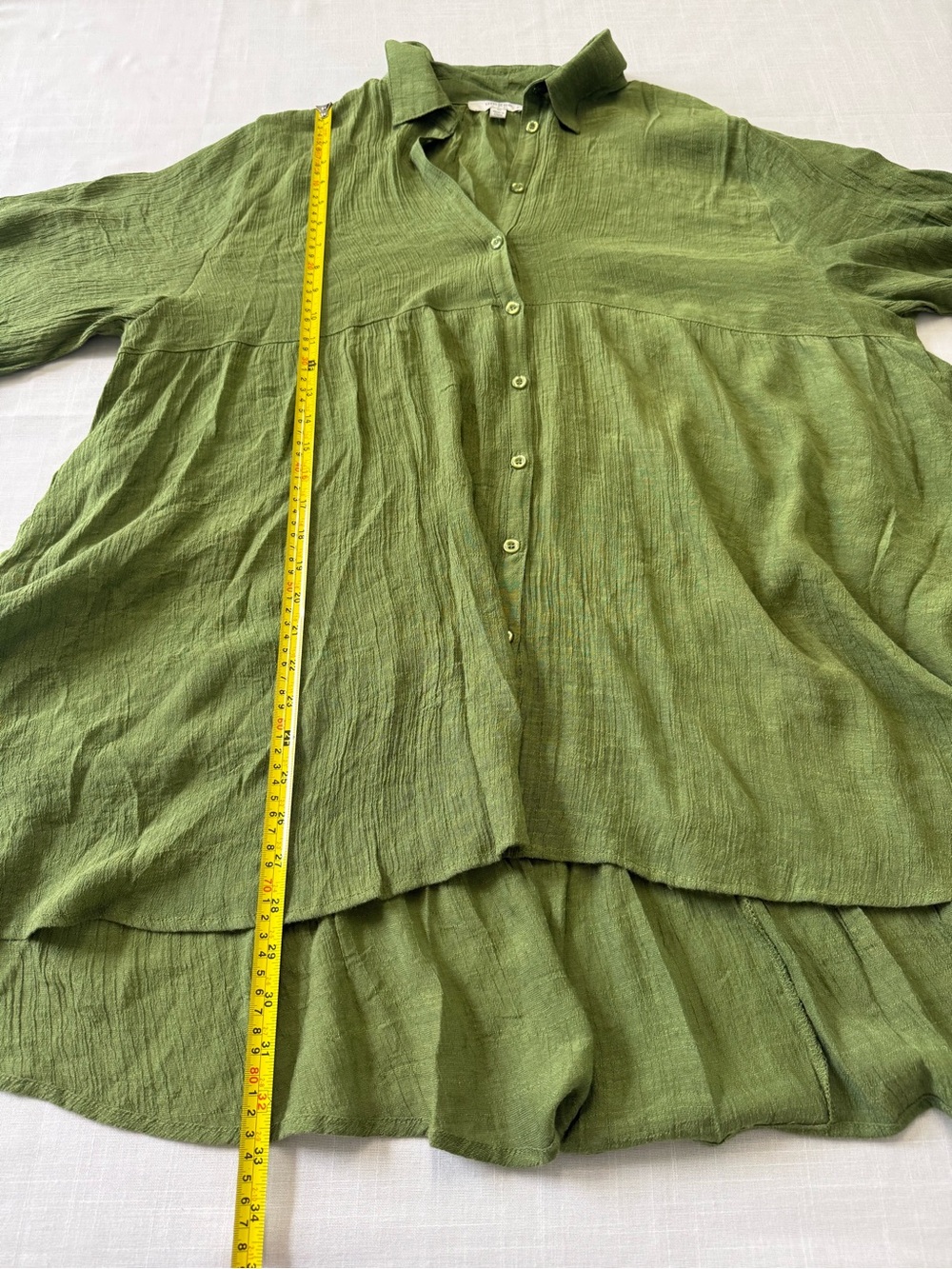 Umgee Plus Olive Green Button-down Shirt Hi-low Hem Tunic Size XL - Picture 4 of 7